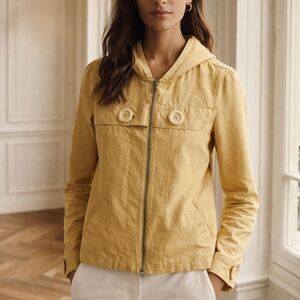 Sanctuary Yellow Gold Hooded Jacket Linen Blend Spring Size S